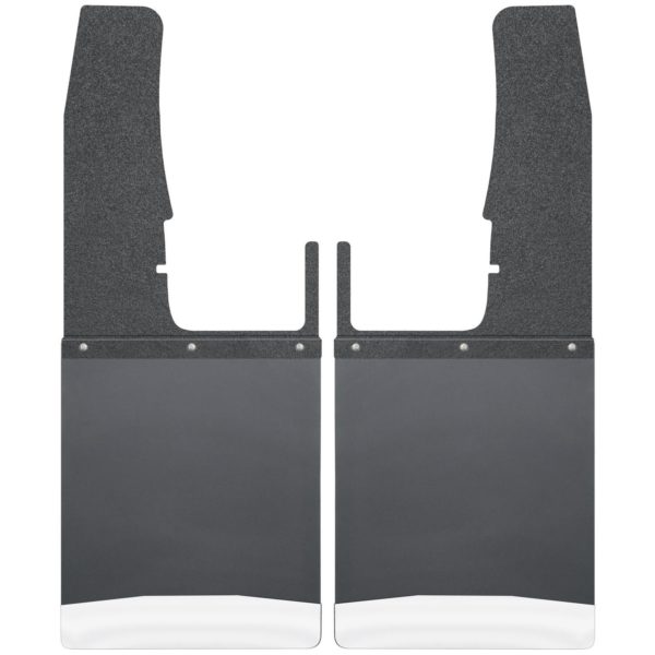 Kick Back Mud Flaps Front 12" Wide - Black Top and Stainless Steel Weight